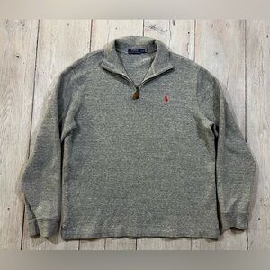 Polo Ralph Lauren Men’s 1/4 Zip Sweater Gray Red Pony Size L